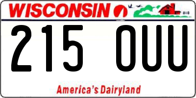 WI license plate 215OUU