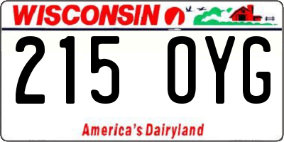 WI license plate 215OYG