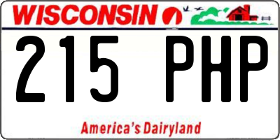 WI license plate 215PHP