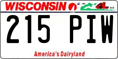 WI license plate 215PIW
