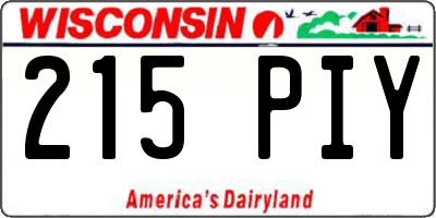 WI license plate 215PIY