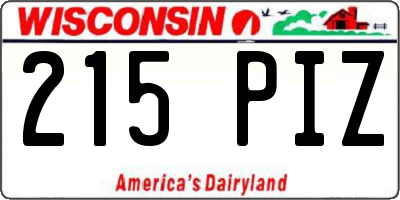 WI license plate 215PIZ