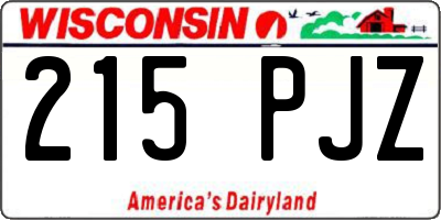 WI license plate 215PJZ