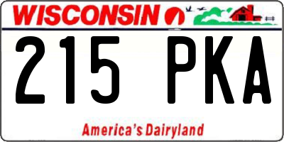 WI license plate 215PKA