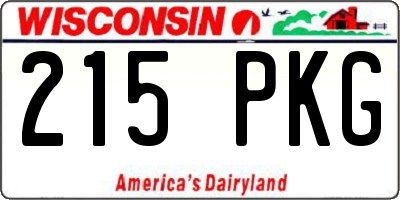 WI license plate 215PKG