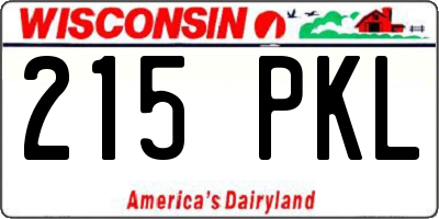 WI license plate 215PKL