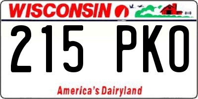 WI license plate 215PKO