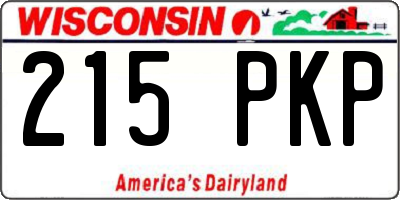 WI license plate 215PKP