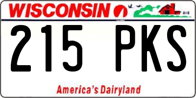 WI license plate 215PKS