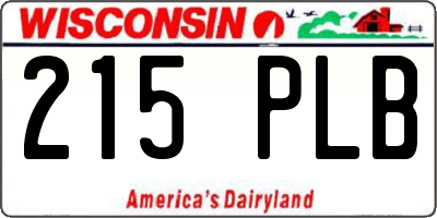 WI license plate 215PLB