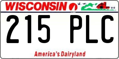 WI license plate 215PLC