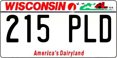 WI license plate 215PLD