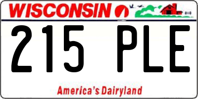 WI license plate 215PLE