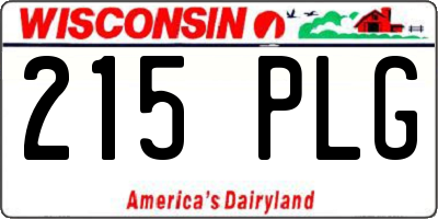WI license plate 215PLG