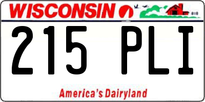 WI license plate 215PLI