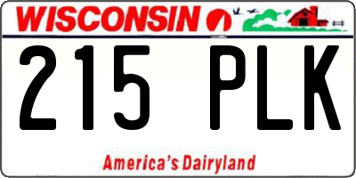 WI license plate 215PLK