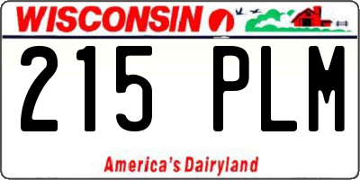 WI license plate 215PLM