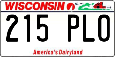 WI license plate 215PLO