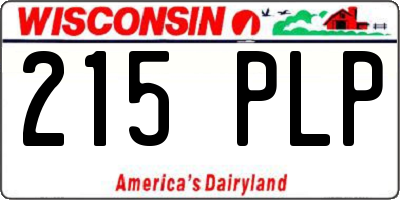 WI license plate 215PLP