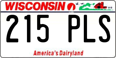 WI license plate 215PLS