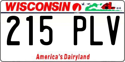 WI license plate 215PLV