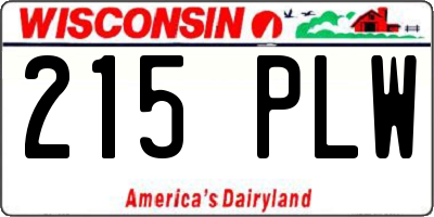 WI license plate 215PLW
