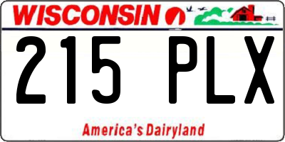 WI license plate 215PLX