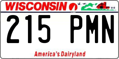 WI license plate 215PMN