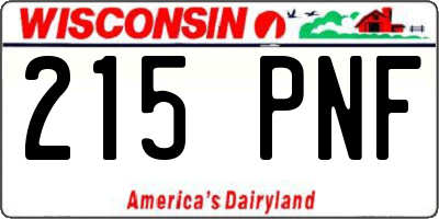 WI license plate 215PNF