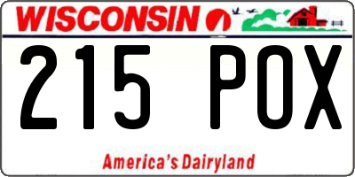 WI license plate 215POX