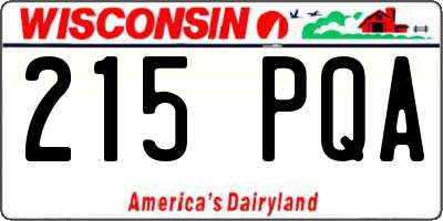 WI license plate 215PQA
