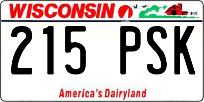 WI license plate 215PSK