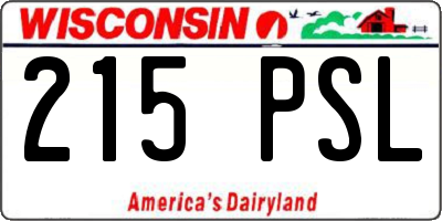 WI license plate 215PSL