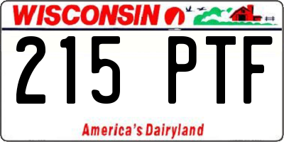WI license plate 215PTF