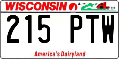 WI license plate 215PTW