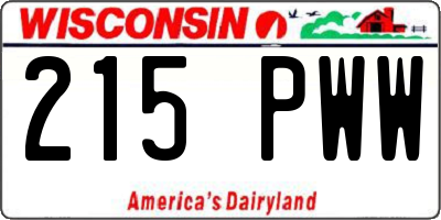 WI license plate 215PWW