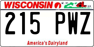 WI license plate 215PWZ