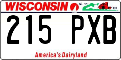 WI license plate 215PXB