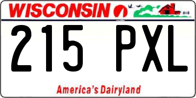 WI license plate 215PXL