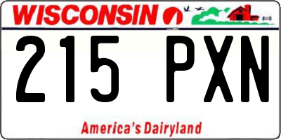 WI license plate 215PXN