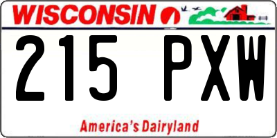 WI license plate 215PXW