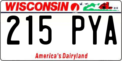 WI license plate 215PYA