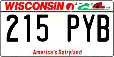 WI license plate 215PYB