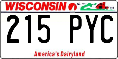 WI license plate 215PYC