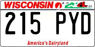 WI license plate 215PYD
