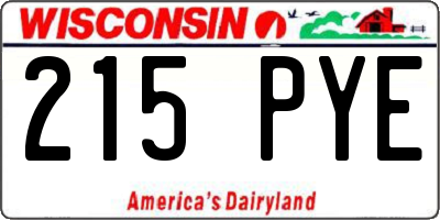 WI license plate 215PYE