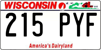WI license plate 215PYF