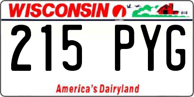 WI license plate 215PYG