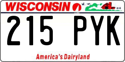 WI license plate 215PYK