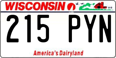 WI license plate 215PYN